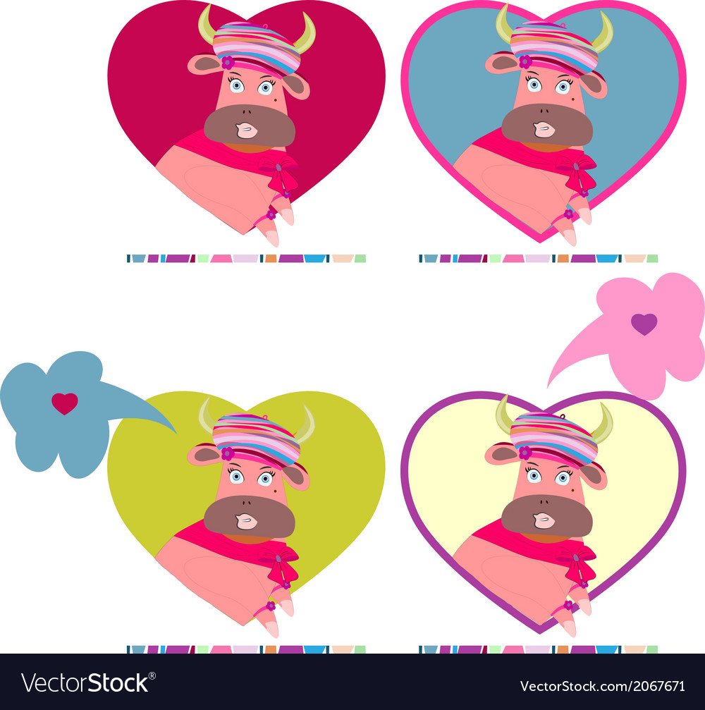 Cute love cow art Royalty Free Vector Image - VectorStock