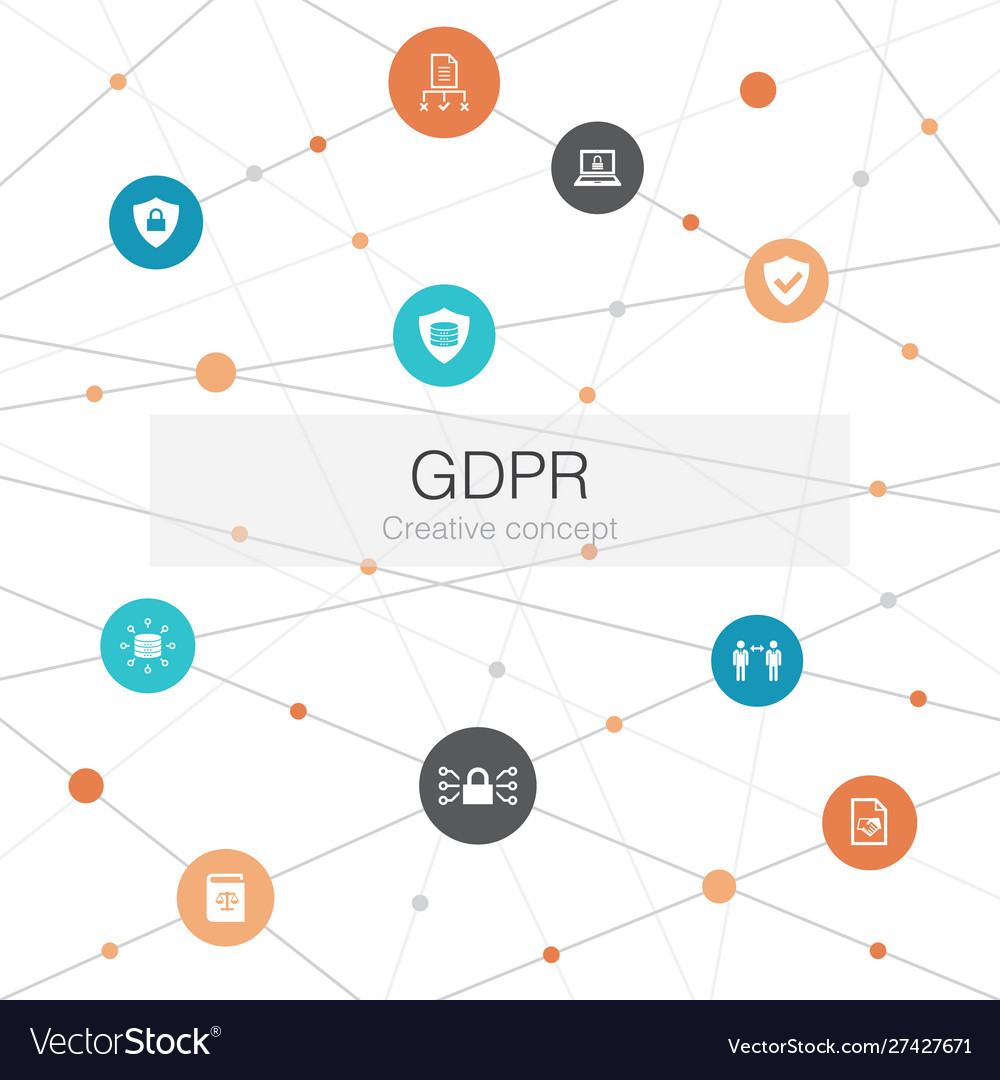 Gdpr trendy web template with simple icons