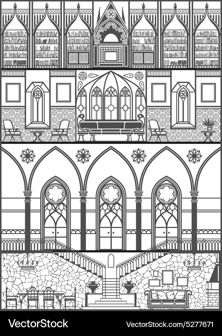 Gothic interior converted Royalty Free Vector Image