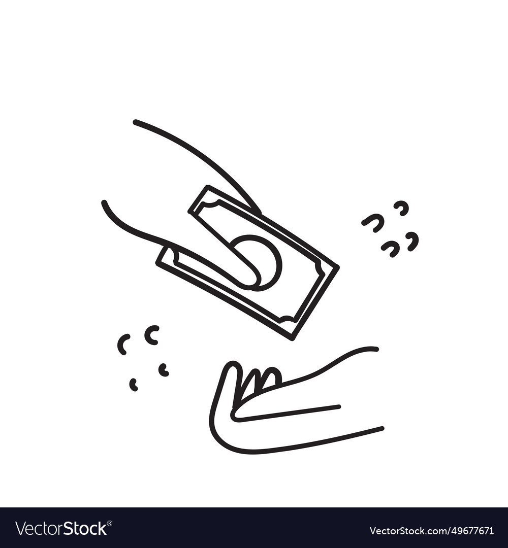 Hand drawn doodle give and take money gesture Vector Image