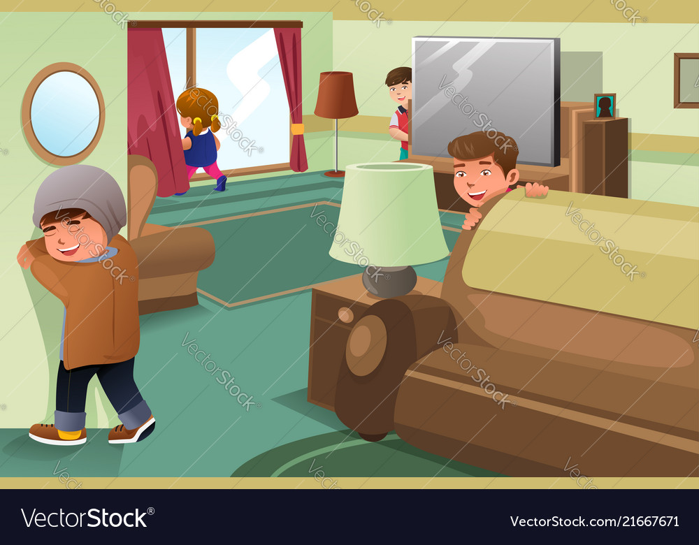 Premium Vector  Children playing hide and seek cartoon vector