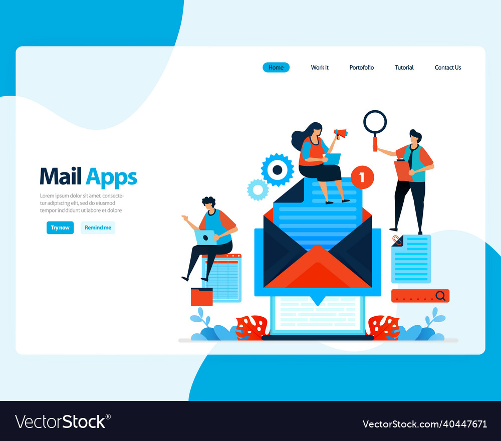 Landing page of sending receiving managing e-mail
