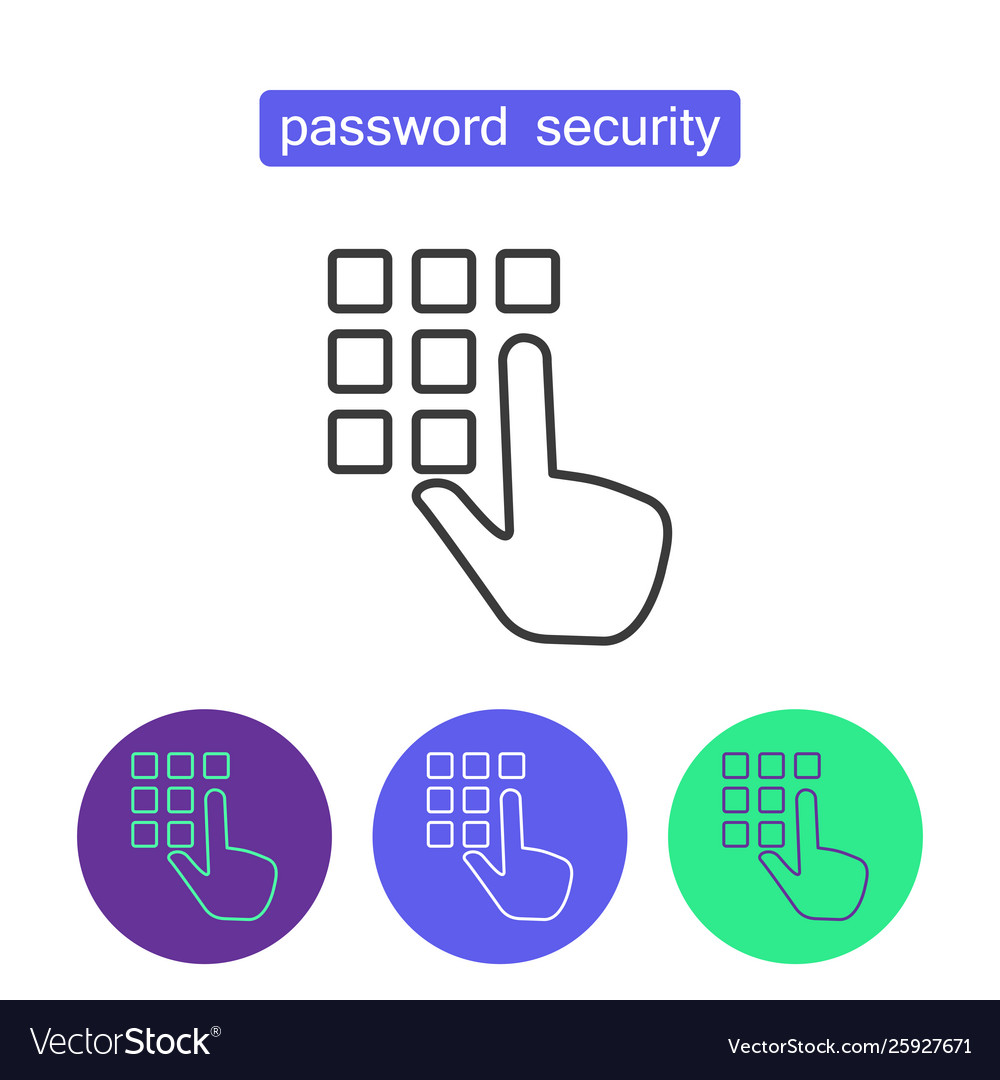 Password security outline icons set vector image Password security outline icons set