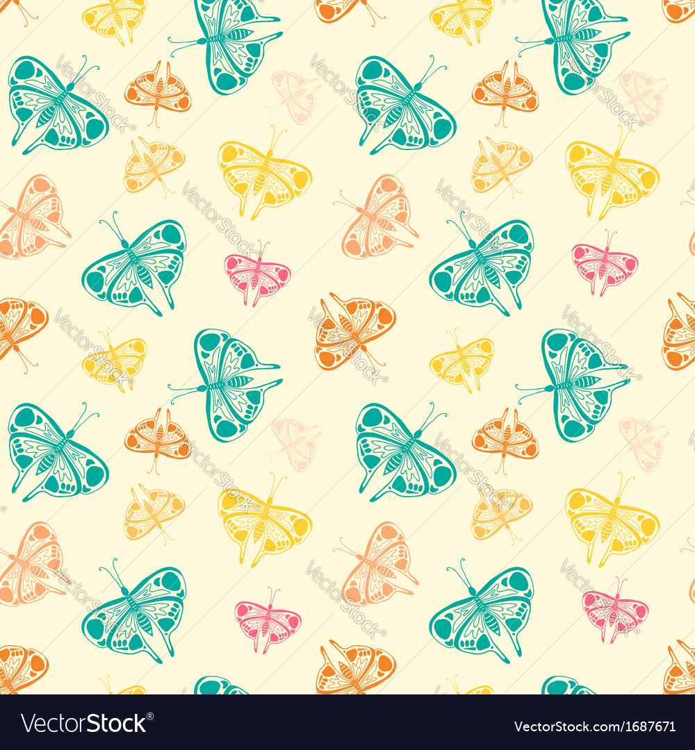 Pattern with butterflies of random size and color