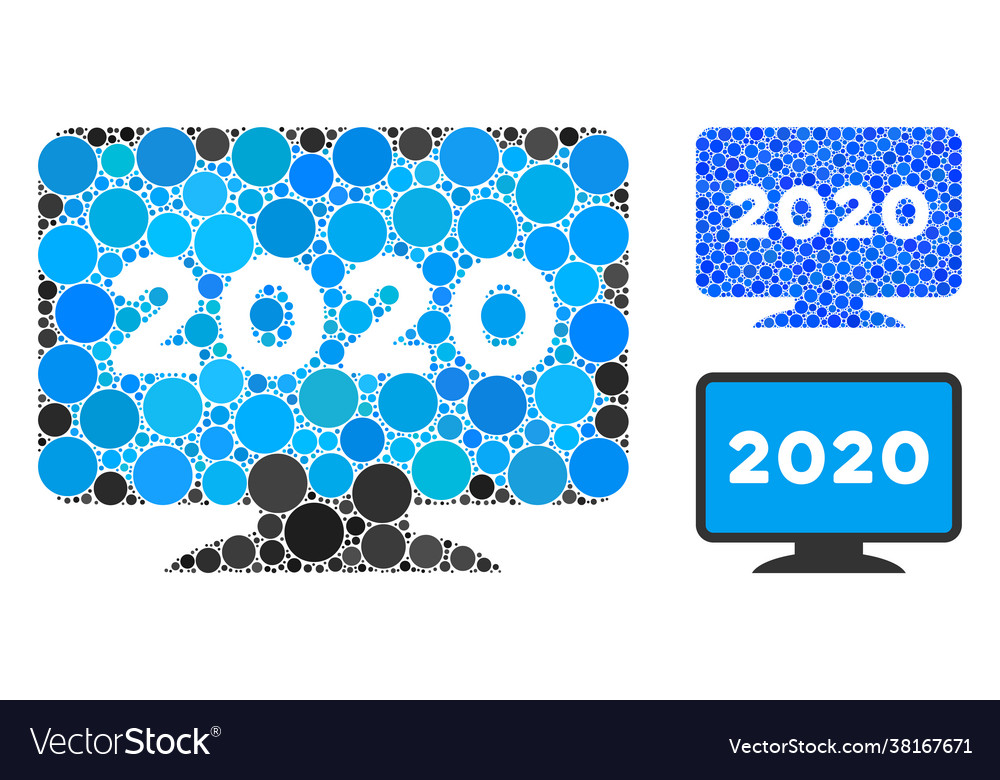 Round dot 2020 display screen icon collage