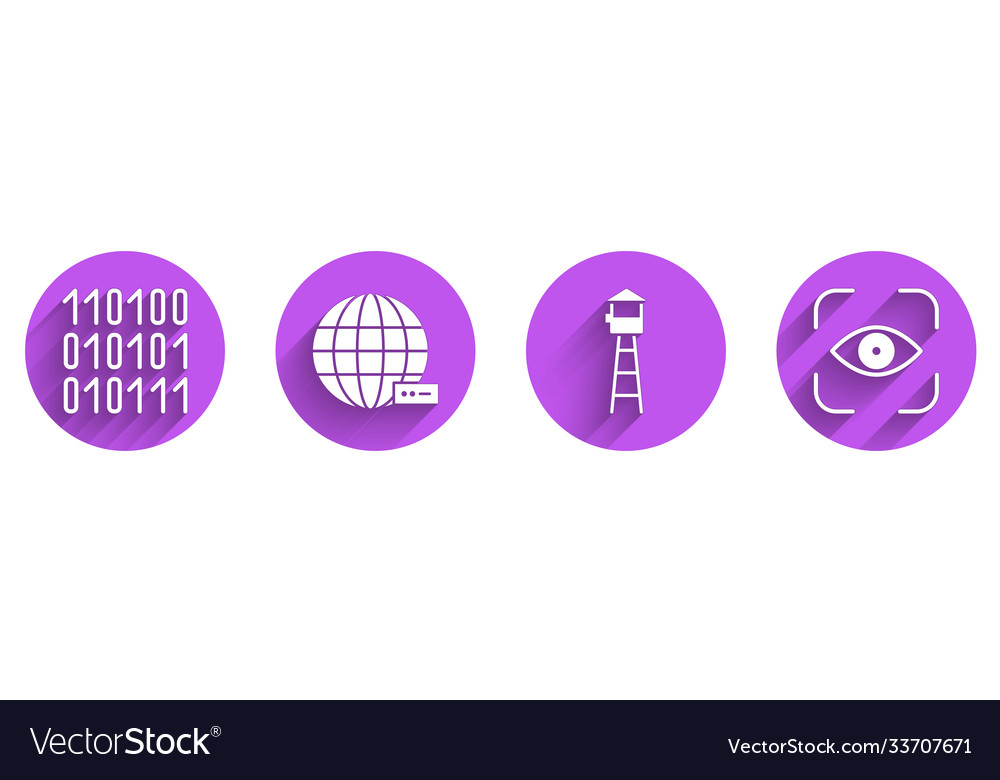 Set binary code social network watch tower Vector Image Set binary code social network watch tower