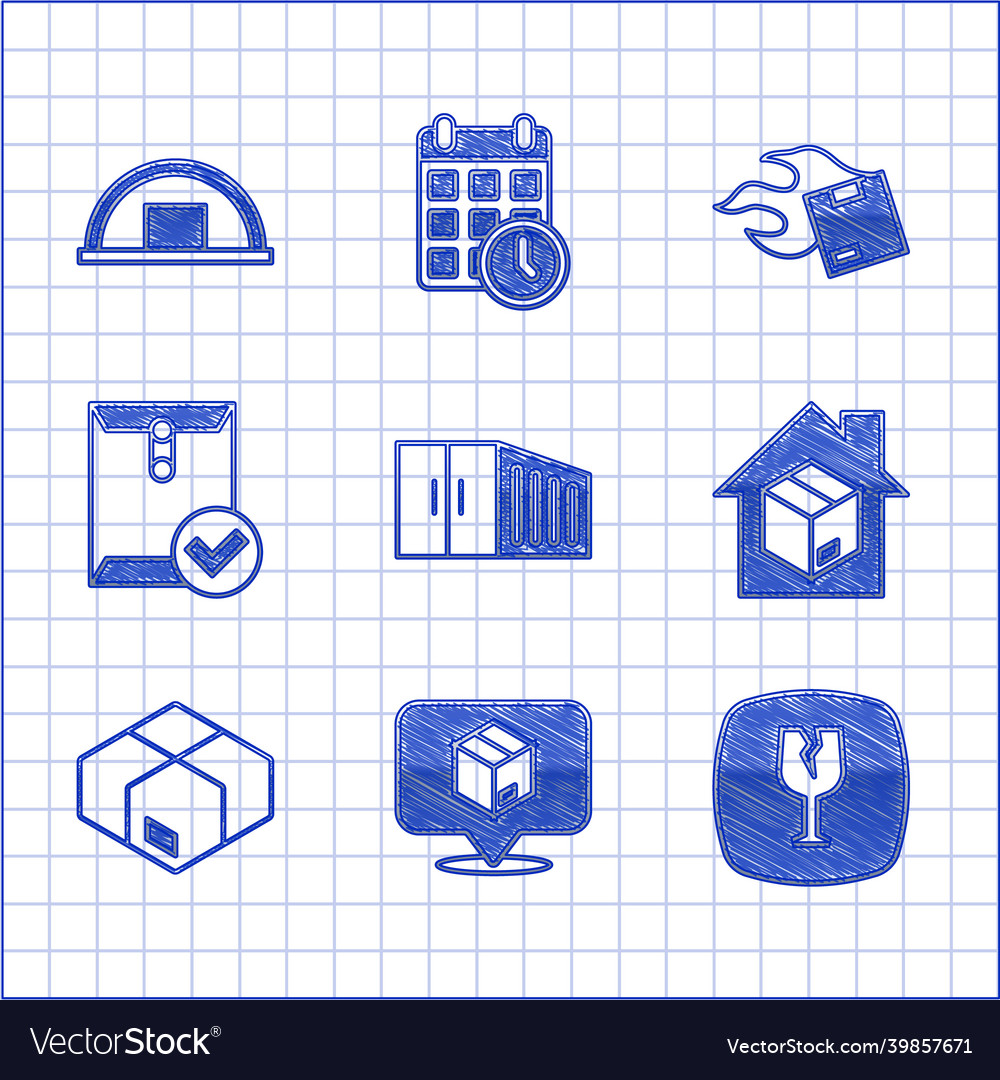 Set container location with cardboard box vector image Set container location with cardboard box