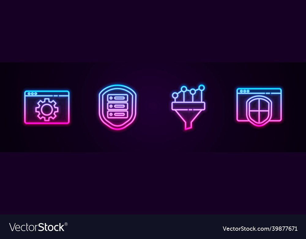 Set line browser setting server with shield vector image Set line browser setting server with shield