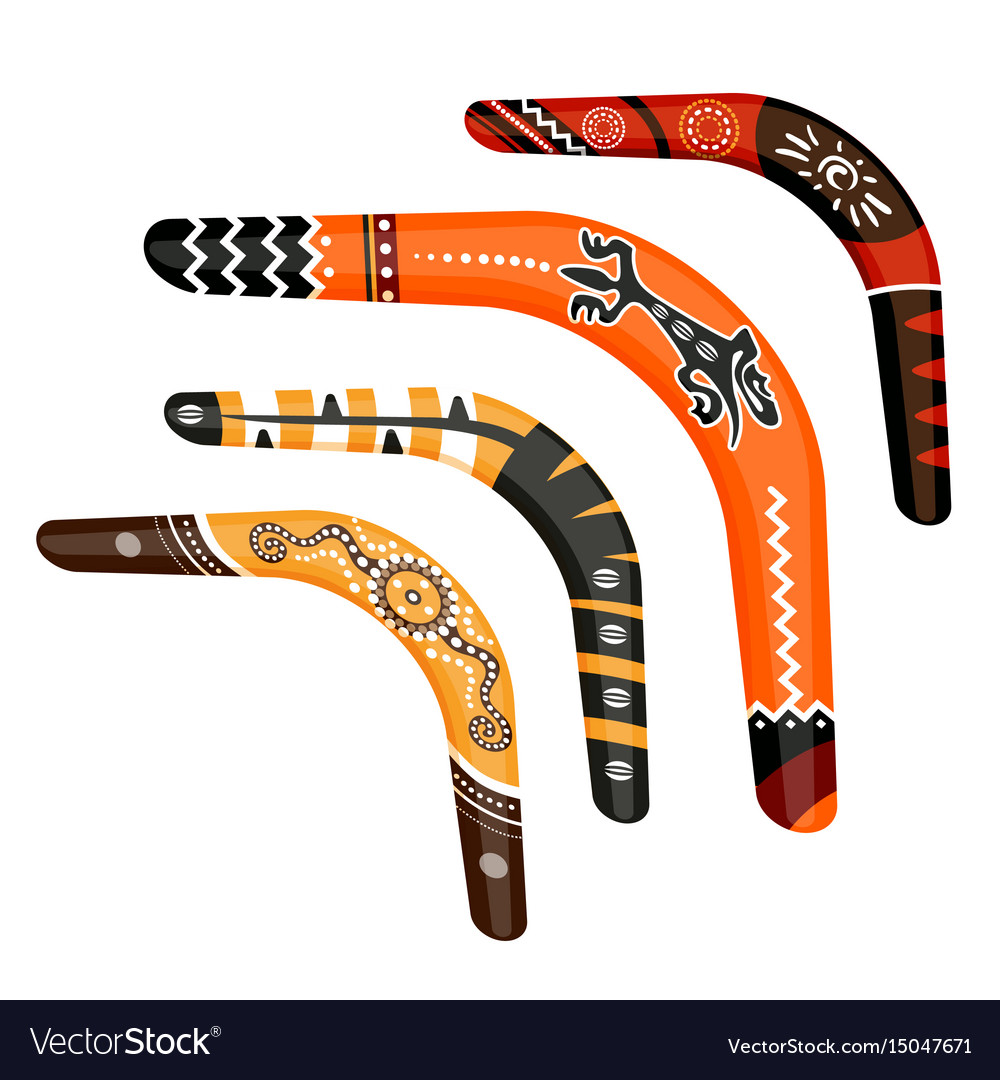 Set painted traditional australian boomerang Vector Image