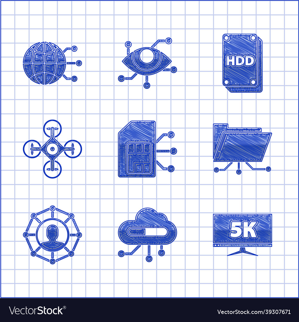 Set sim card internet of things monitor display vector image Set sim card internet of things monitor display