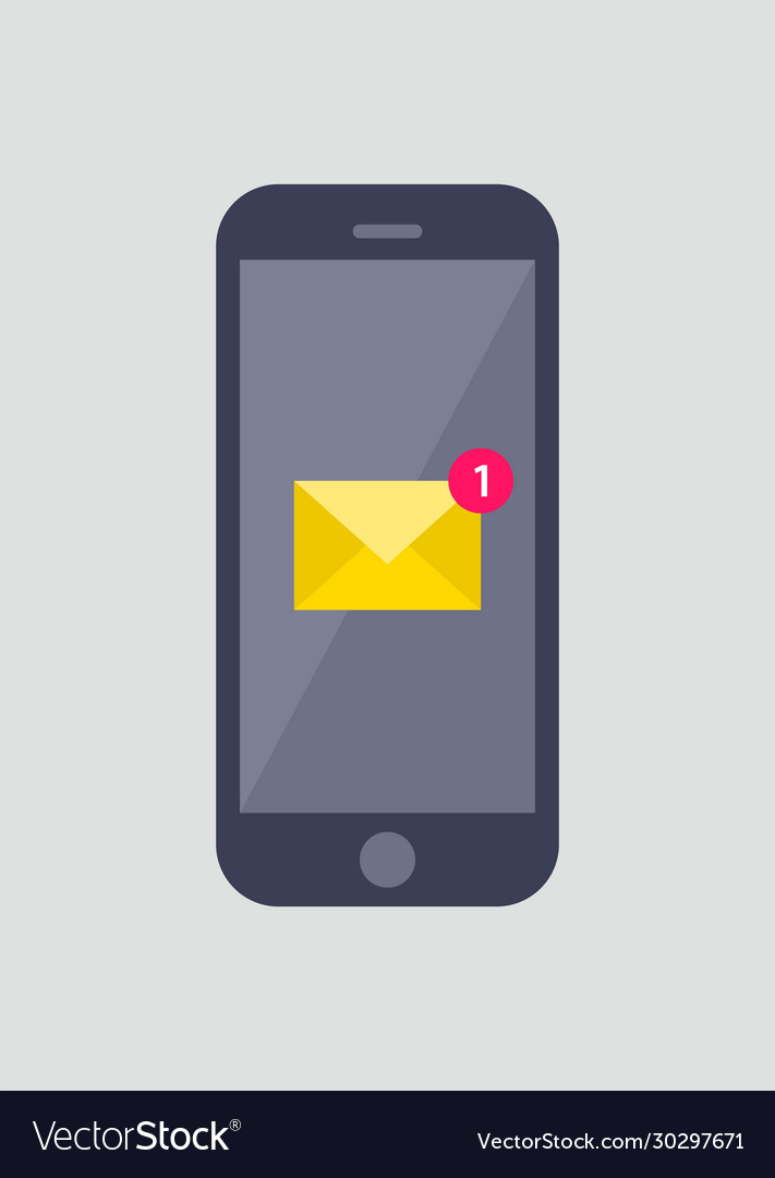 Smartphone with message push notification flat