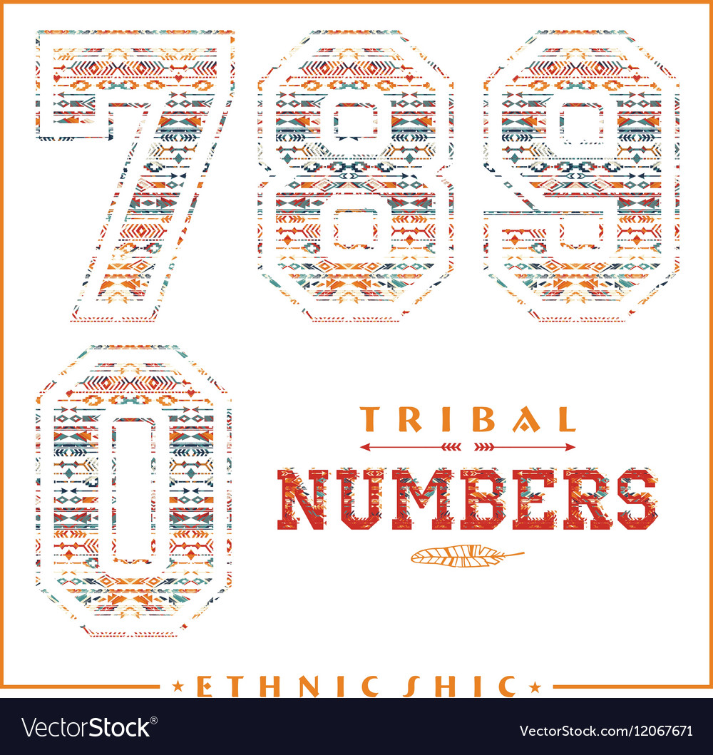 Tribal ethnic numbers for t-shirts posters card