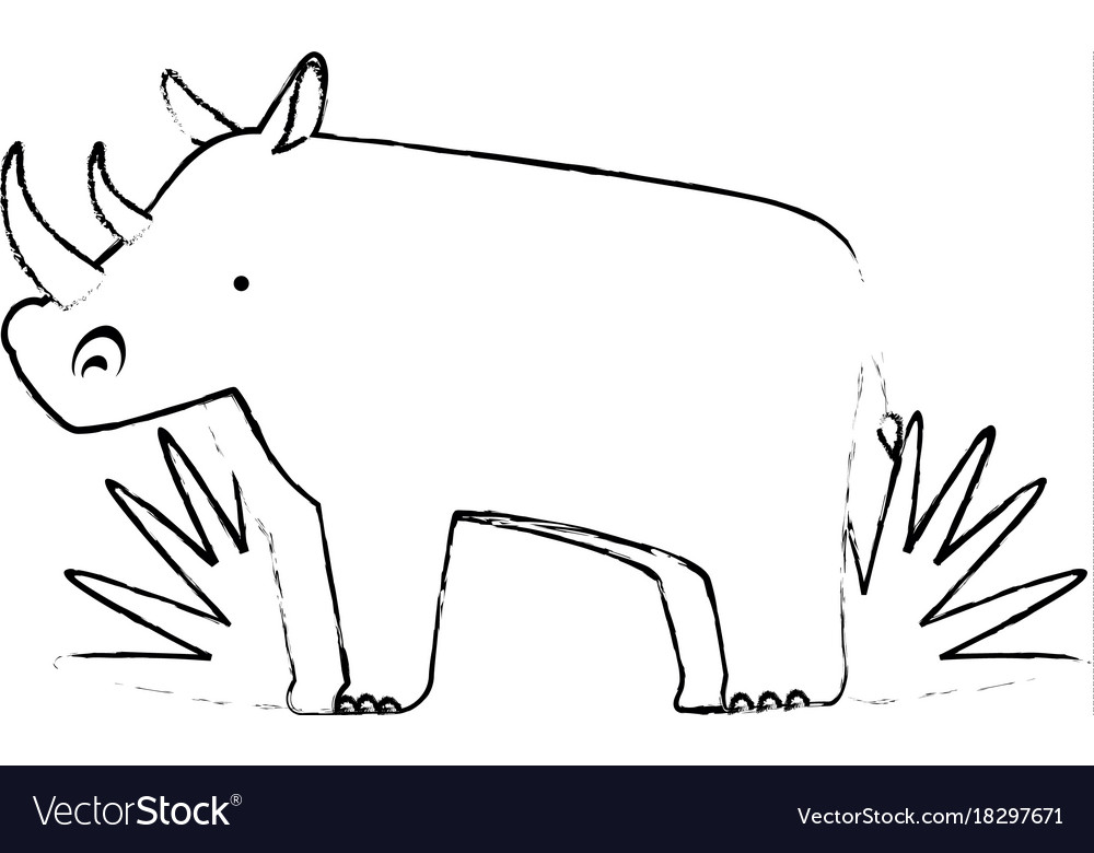 Wild rhinoceros with bush jungle