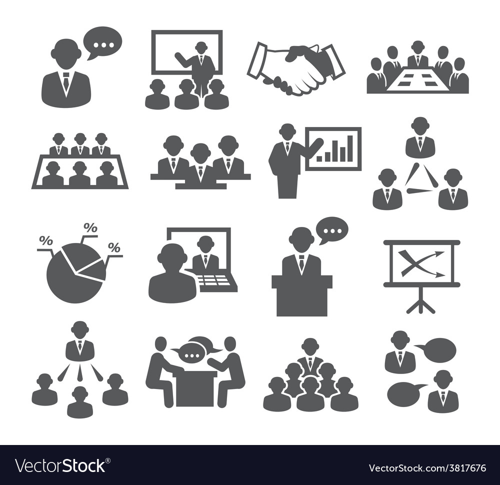 Conference icons Royalty Free Vector Image VectorStock