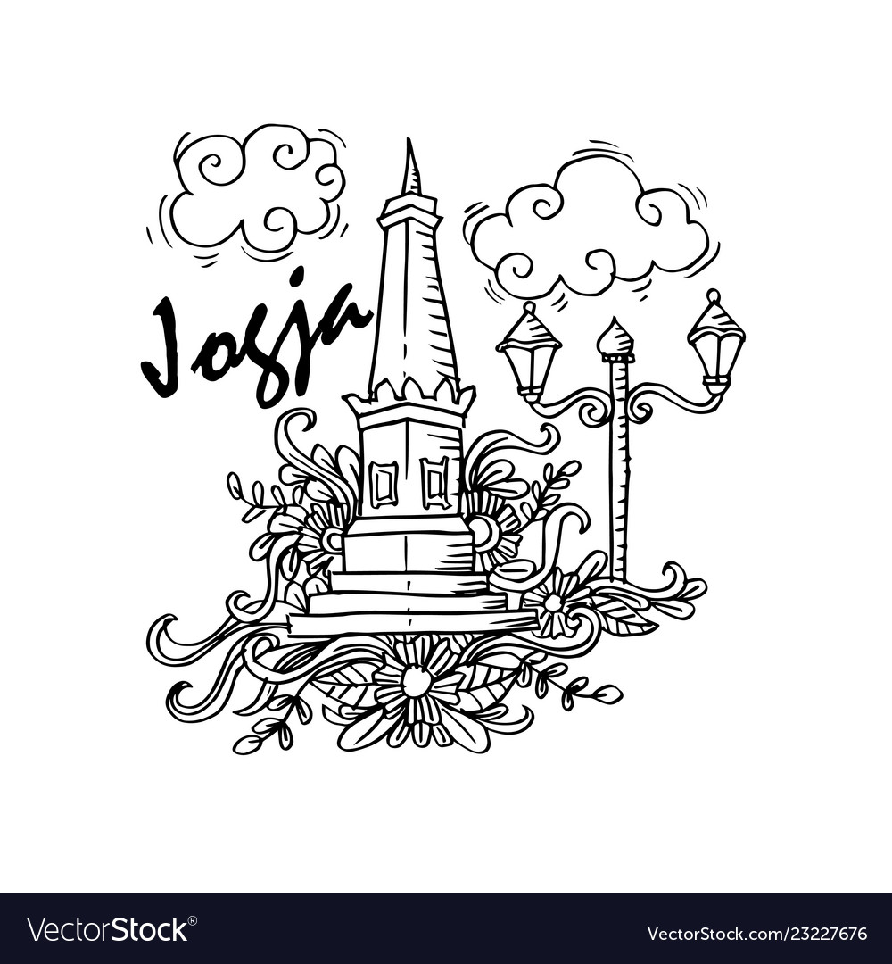 Doodle of yogyakarta city indonesia Royalty Free Vector