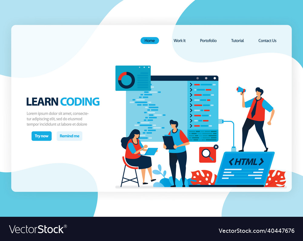 Homepage für Lernprogrammierung und Codierung vector image Homepage für Lernprogrammierung und Codierung