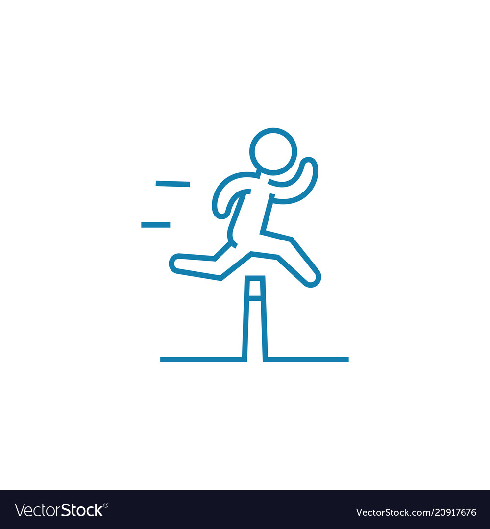 Overcoming Obstacles Linear Icon Concept Vector Image