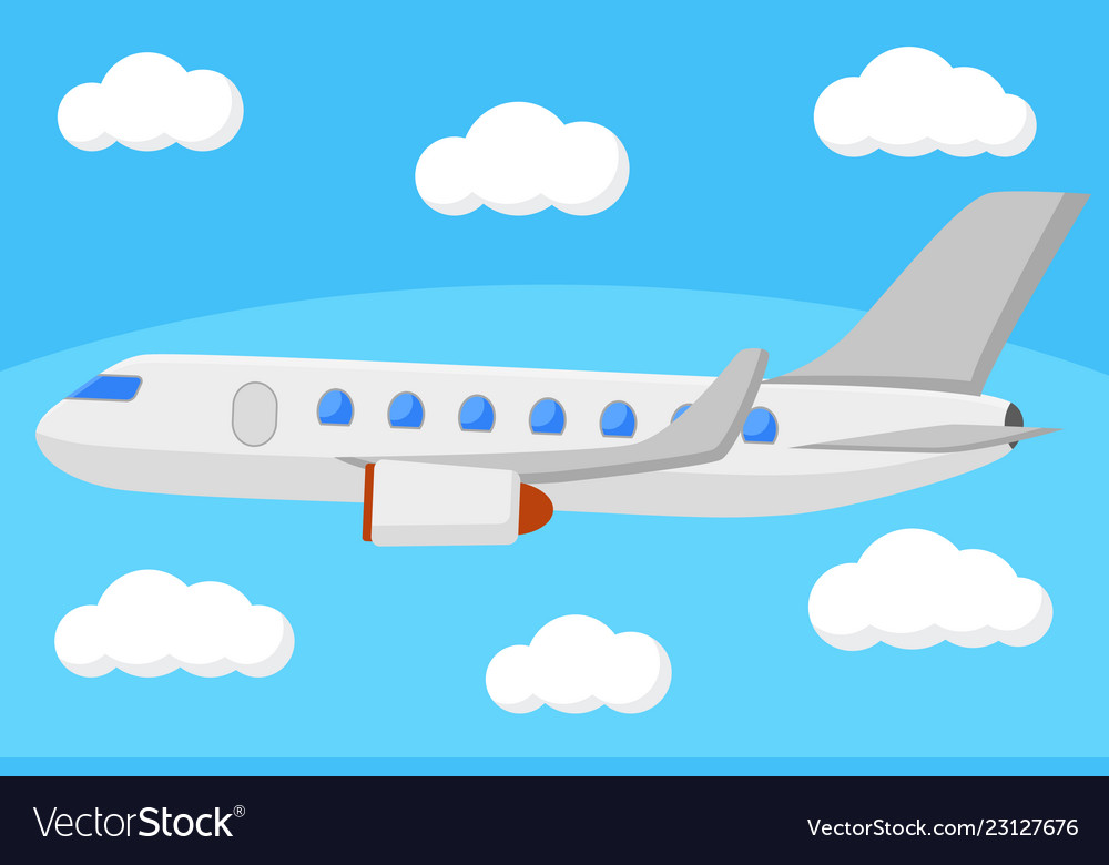 Passenger Plane Flying In The Sky Above The Clouds