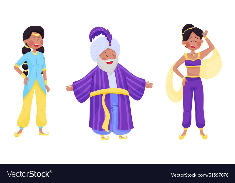 People characters wearing arabic clothing