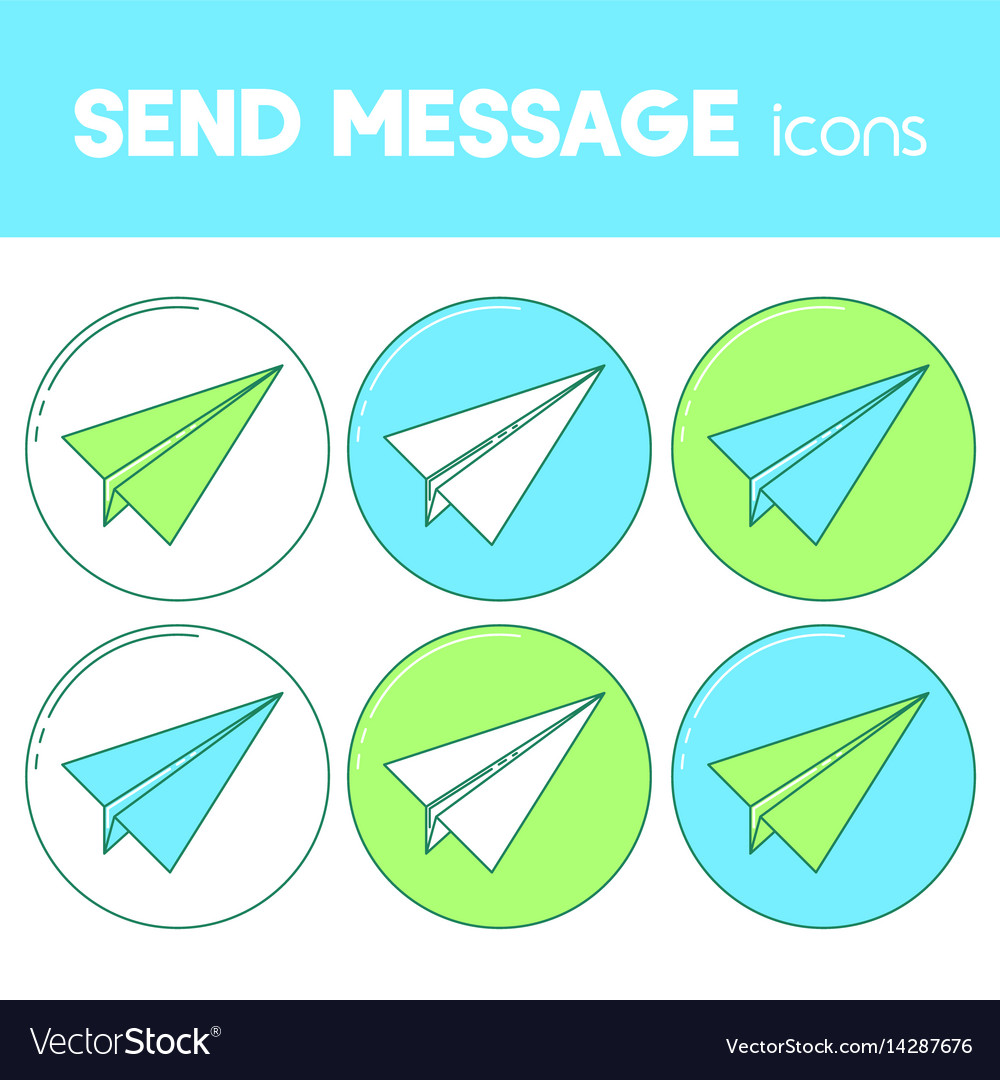 Send message line design icon paper plane set