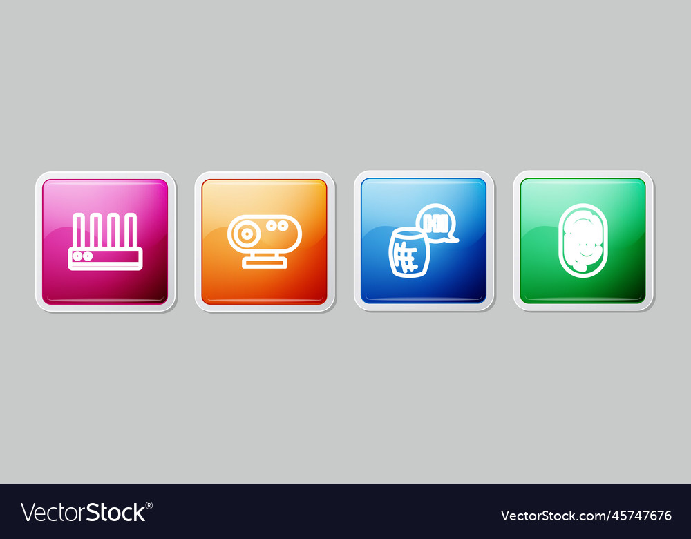 Set line router and wi-fi signal web camera vector image Set line router and wi-fi signal web camera