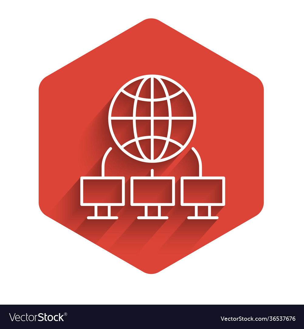 White line computer network icon isolated Vector Image White line computer network icon isolated
