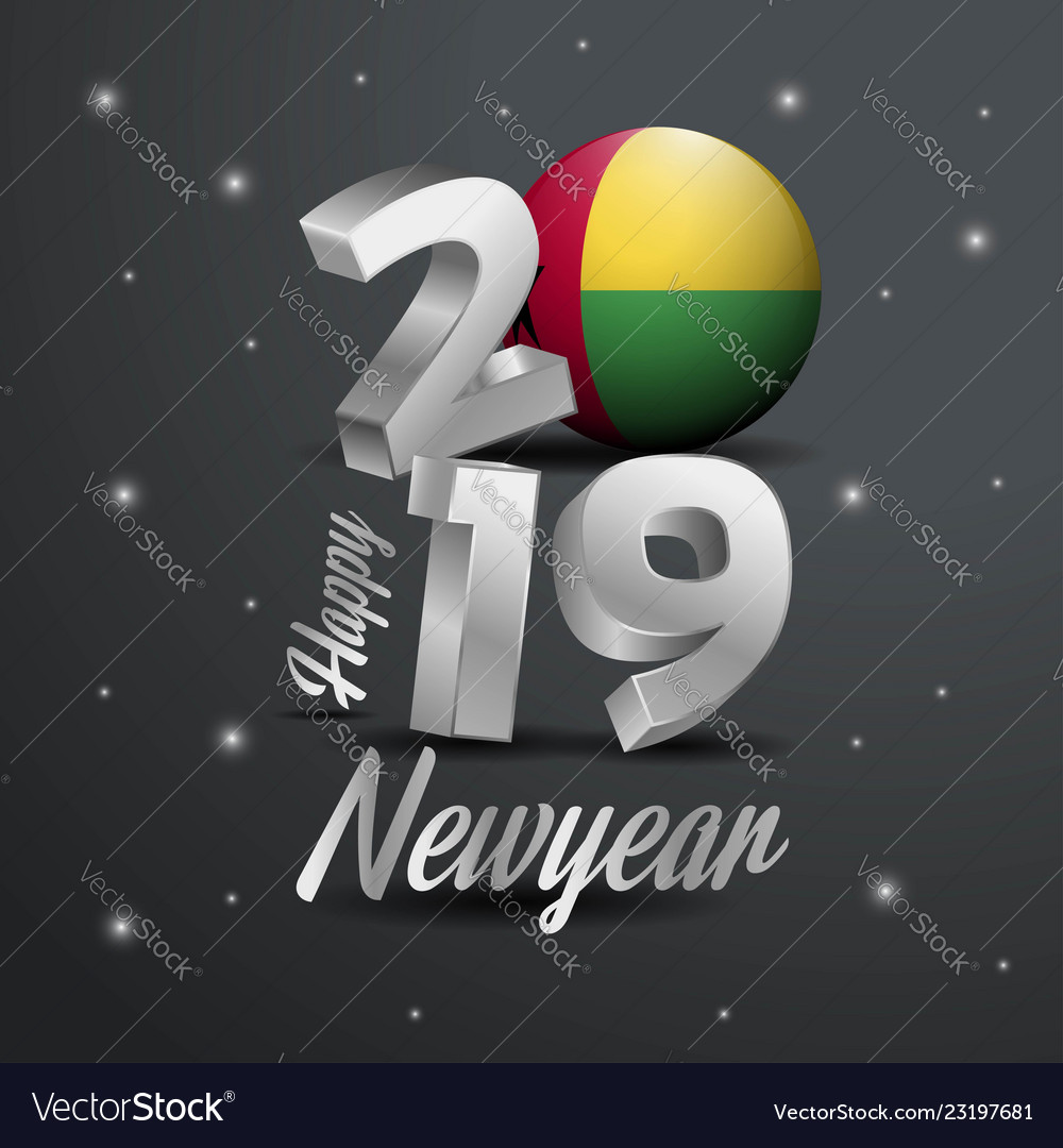 2019 happy new year guinea bissau flag typography