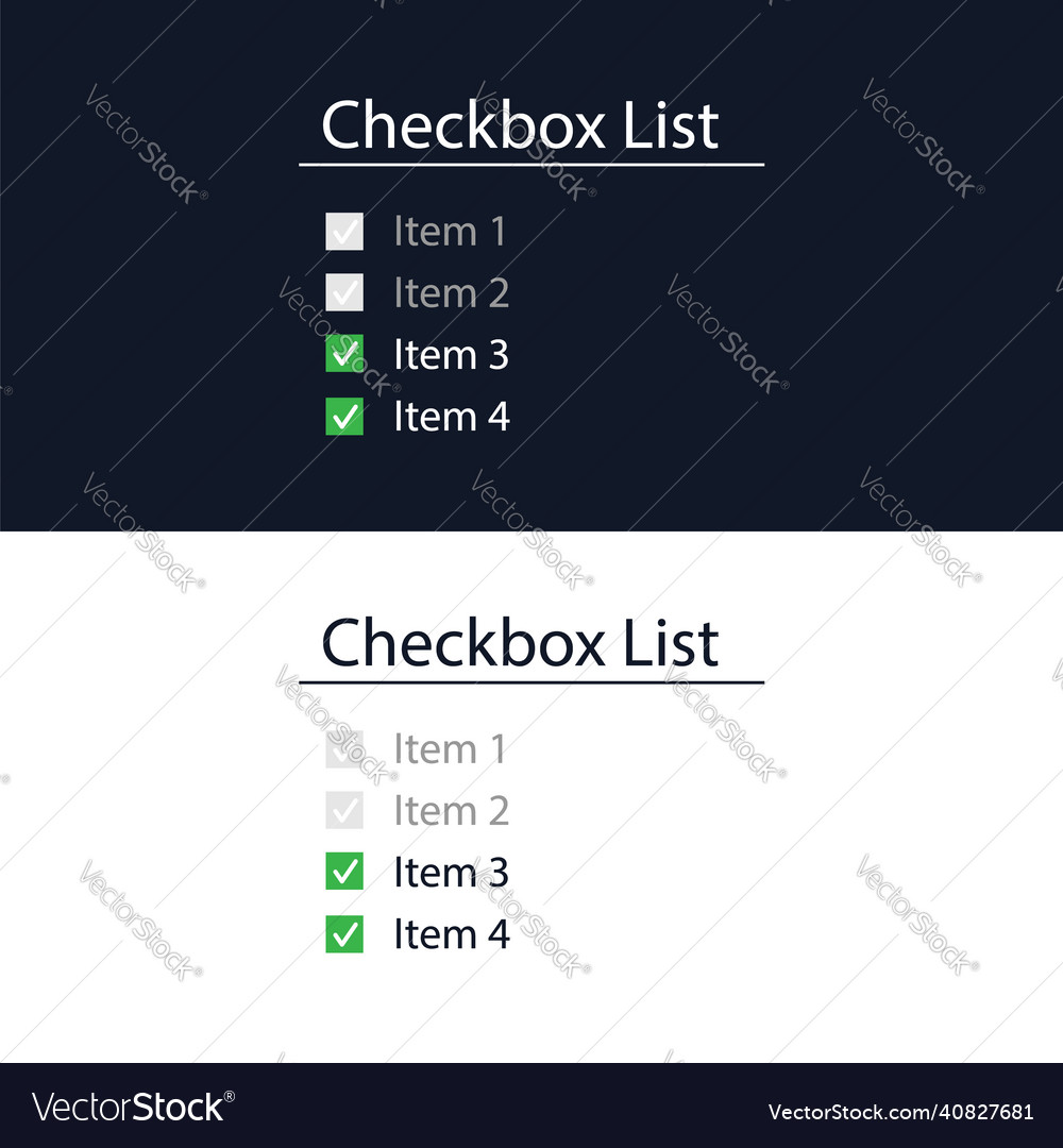 Ein Checkbox-Formular für die Website-Benutzeroberfläche vector image Ein Checkbox-Formular für die Website-Benutzeroberfläche
