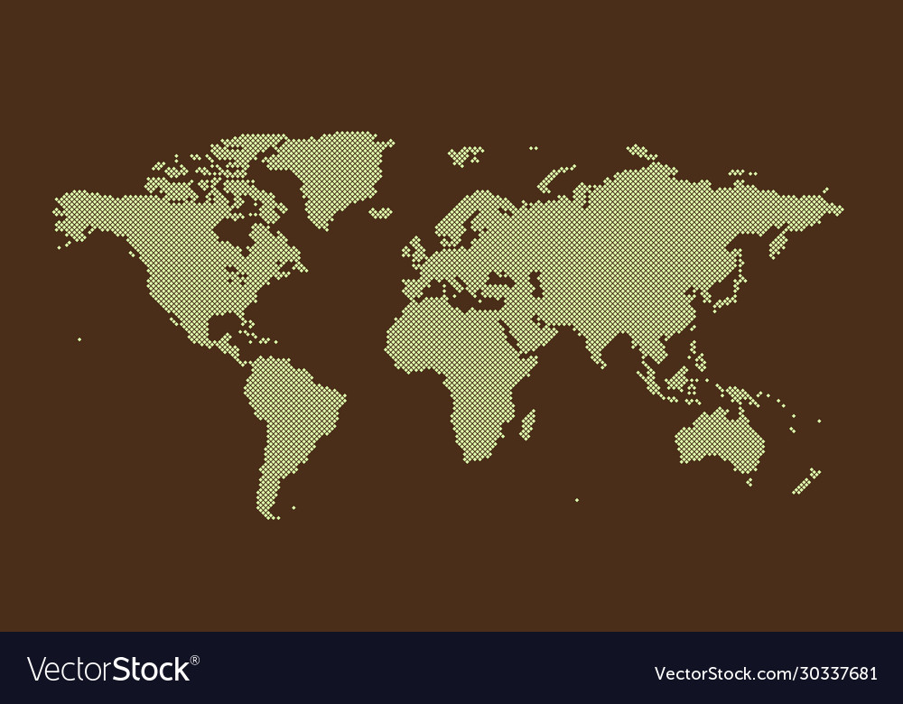 Abstract pixel world map halftone style