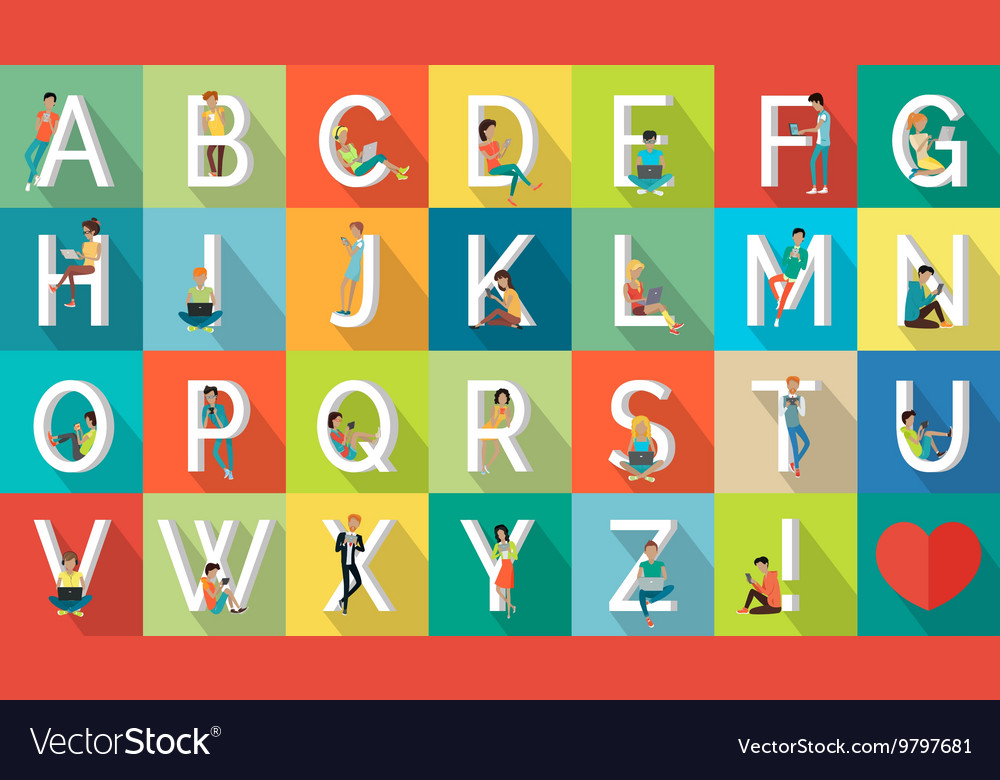 Alphabet vacation flat design concept Royalty Free Vector