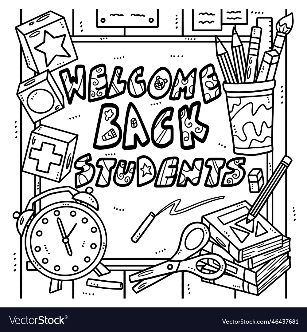 Back to school welcome students coloring page