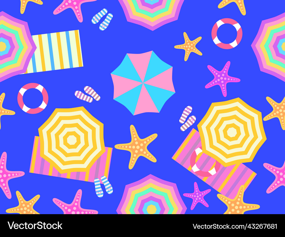 Beach top view seamless pattern umbrellas Vector Image