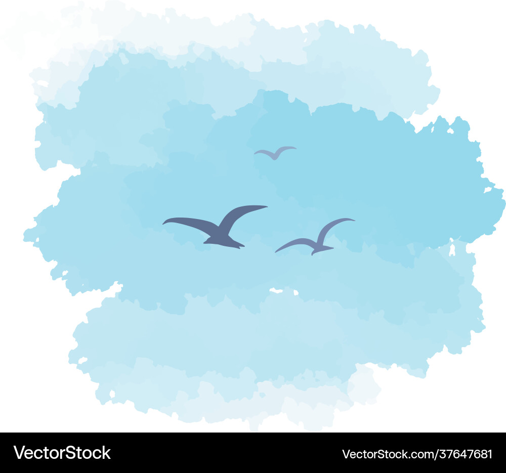 Birds in blue sky hand painted digital art Vector Image