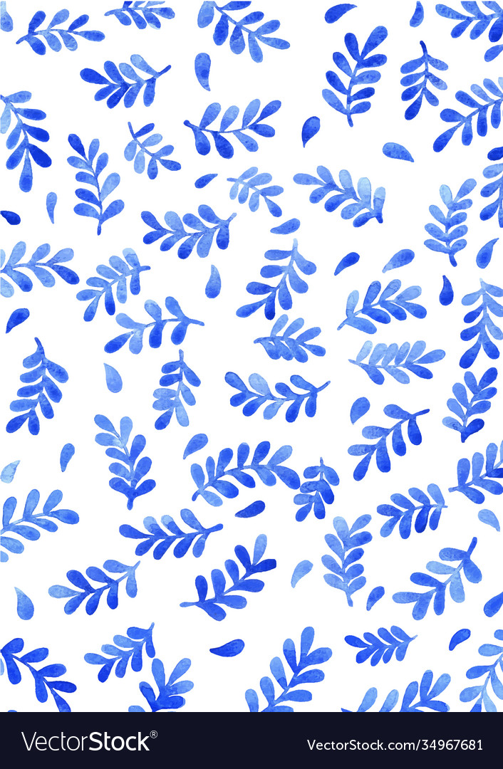 Blue fern leaf watercolor background