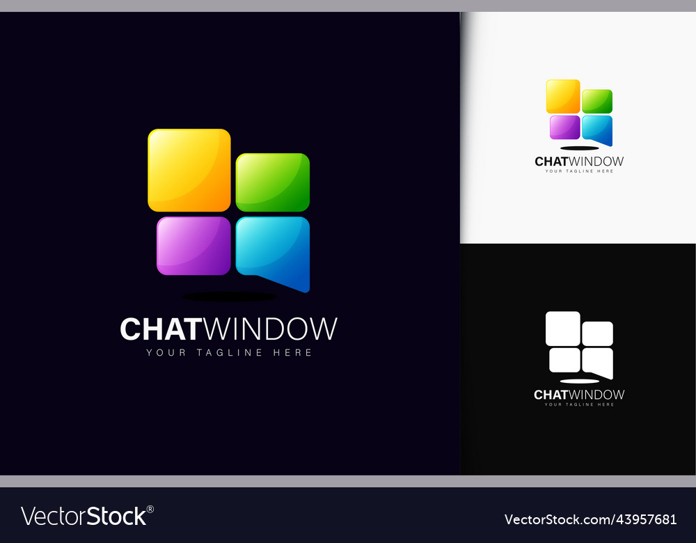 Chat window logo design with gradient vector image Chat window logo design with gradient