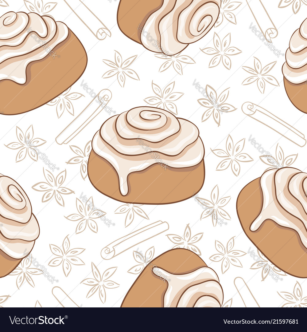 Cinnamon Rolls Seamless Pattern