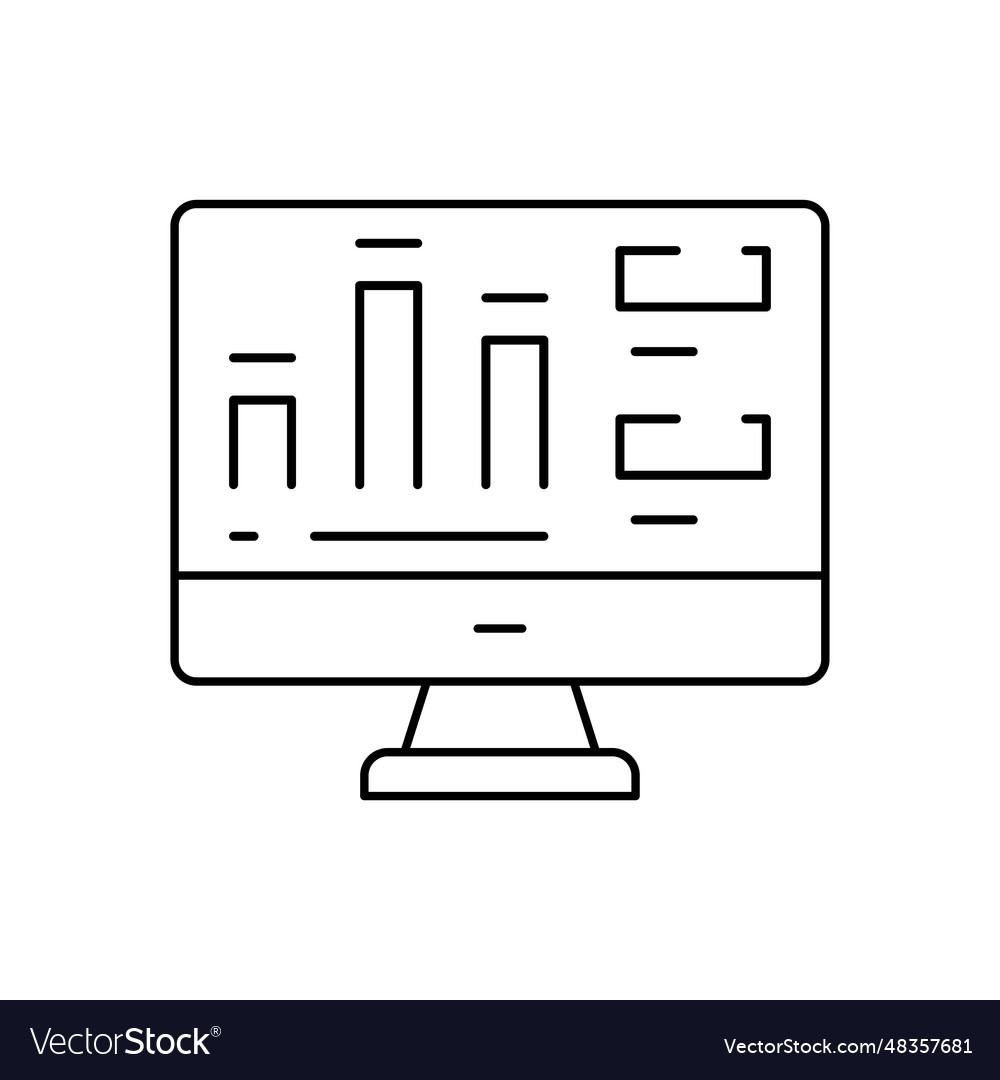 Computer with online statistics and analytics vector image Computer with online statistics and analytics