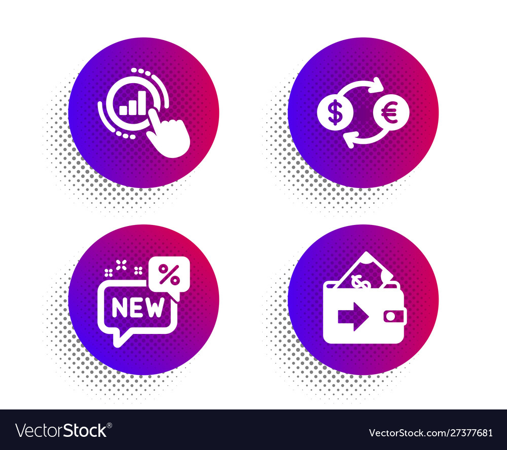 Currency exchange new and graph chart icons set