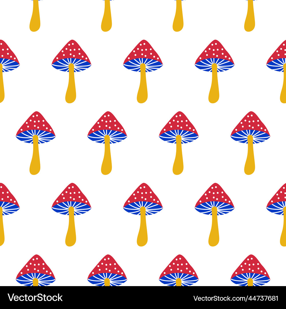 Fly agaric mushroom simple seamless pattern Vector Image