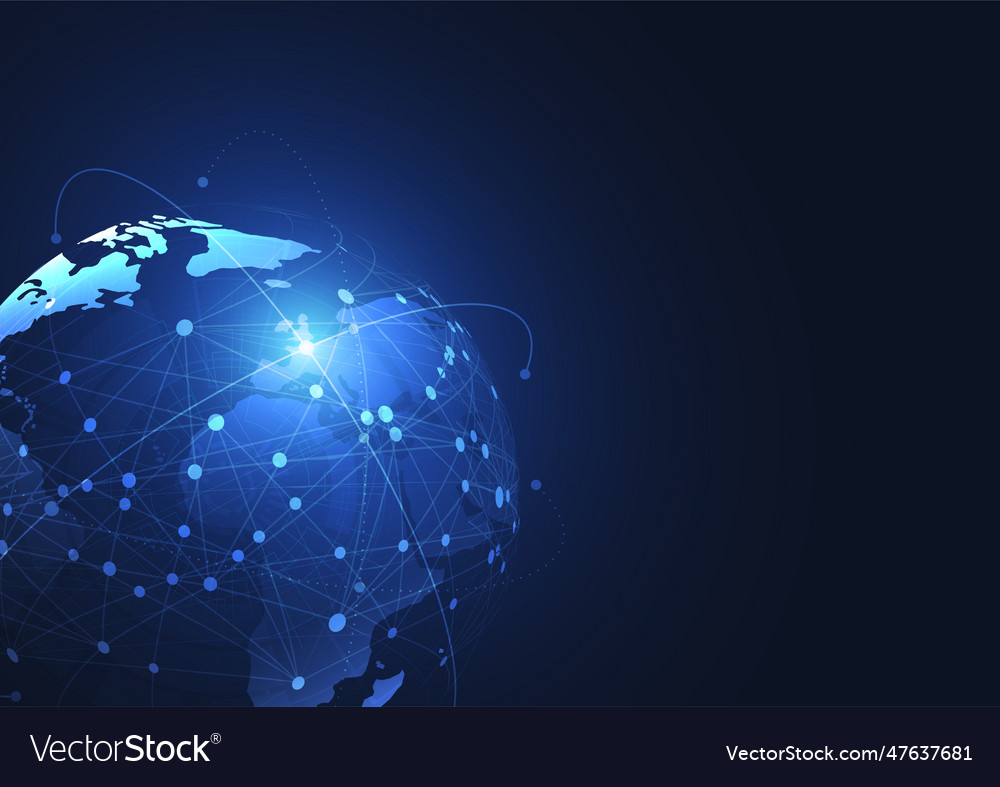 Global network connection world map point vector image Global network connection world map point