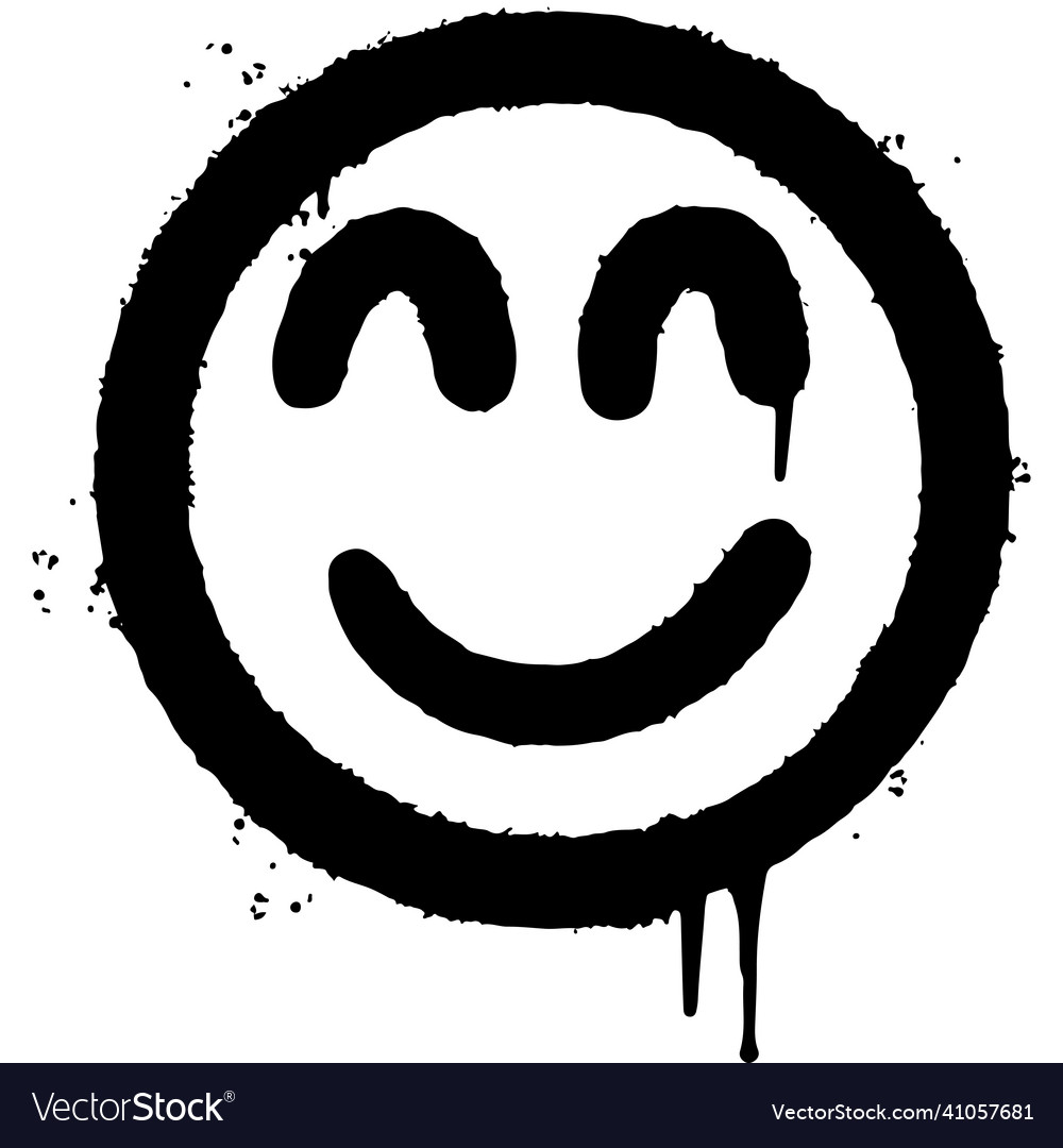 Graffiti smiling face emoticon sprayed isolated Vector Image