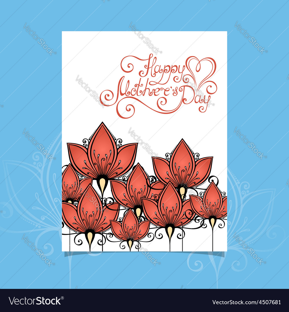 Happy Motherss Day Greeting Card With Flowers Vector Image