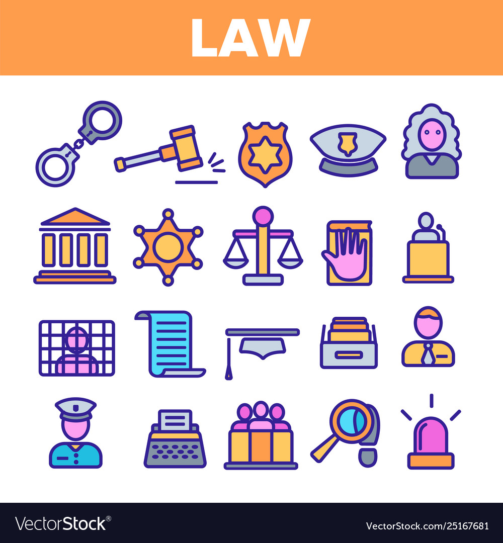 Law and order linear icons set