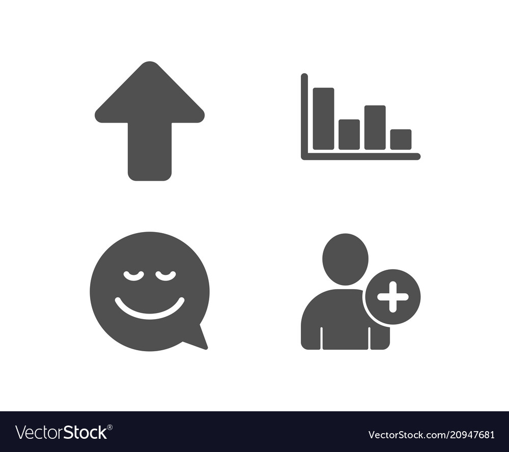 Smile upload and histogram icons add user sign vector image Smile upload and histogram icons add user sign