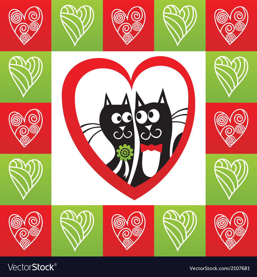 Valentines day card cats heart