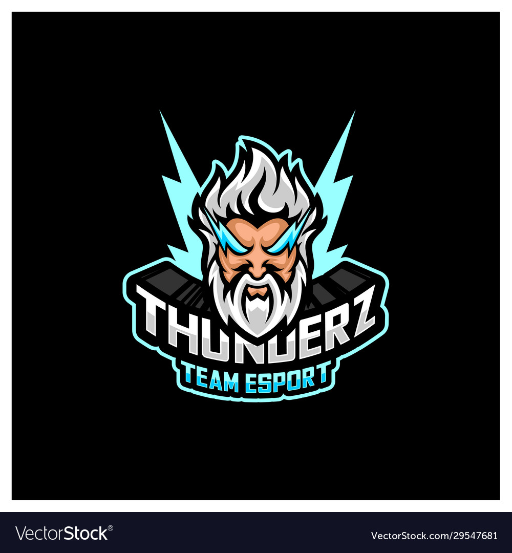 Zeus thunderbolt esport gaming mascot logo Vector Image