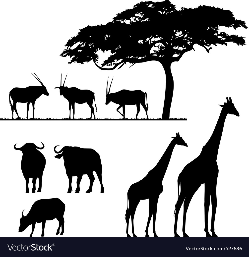 Download African animals vector silhouettes Royalty Free Vector Image