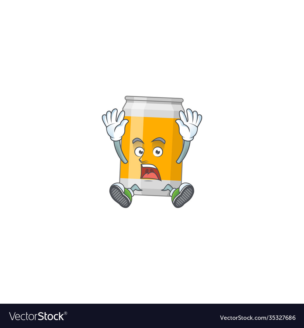 Cartoon character beer can having shocking gesture