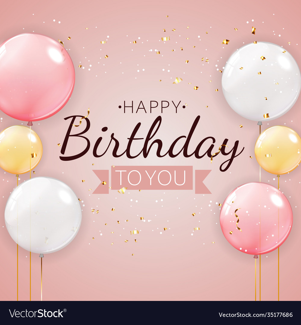 Color Glossy Happy Birthday Balloons Banner Vector Image