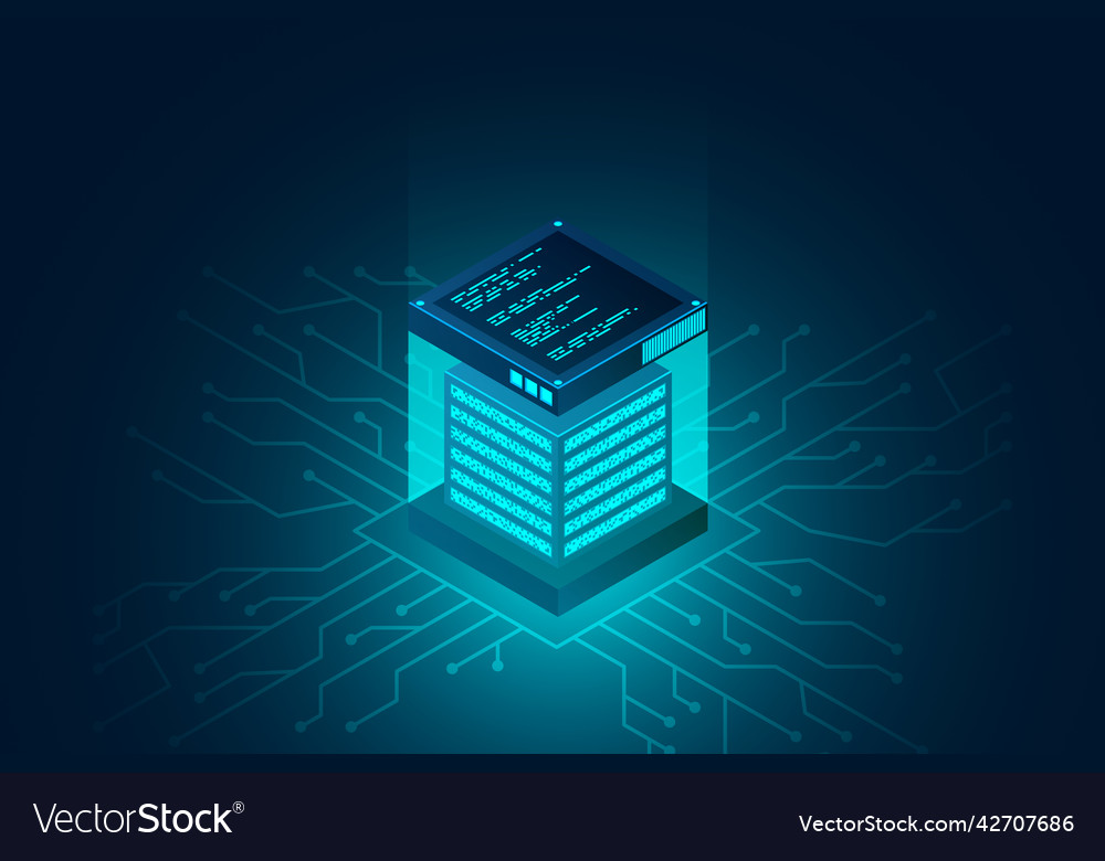 Datacenter isometric data center room background